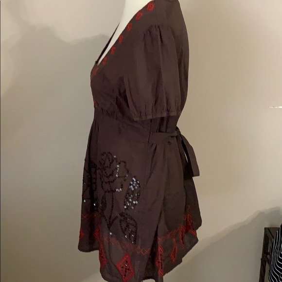 ROCHA.JOHN ROCHA * Size 14 * Embroidered and Sequin Top * Brown & Red - Picture 4 of 8